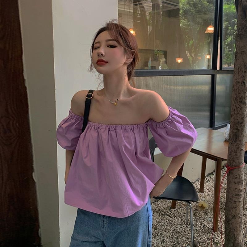 Áo Trễ Vai Tay Phồng Phong Cách Pháp Thời Trang Mùa Hè Cho Nữ