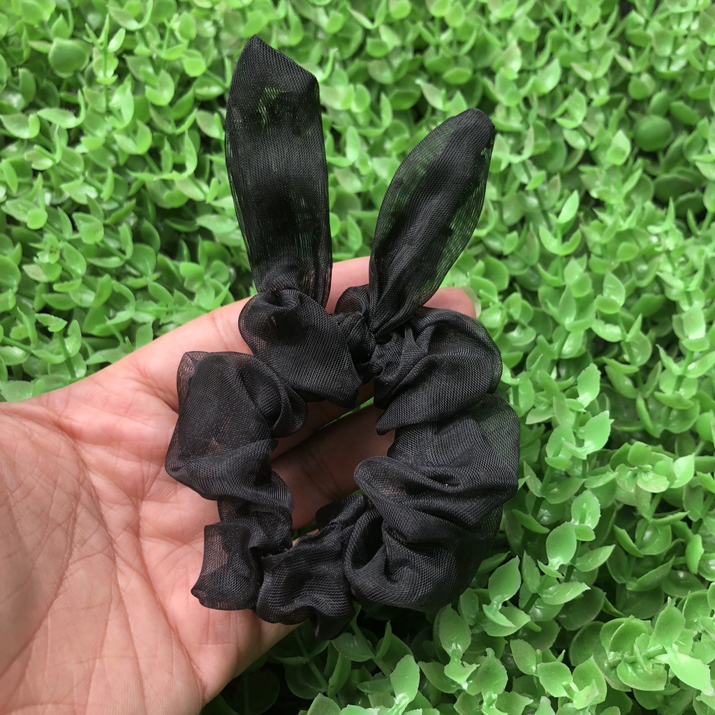 Cột (buộc) tóc scrunchies tai thỏ voan chấm bi xinh xắn M66