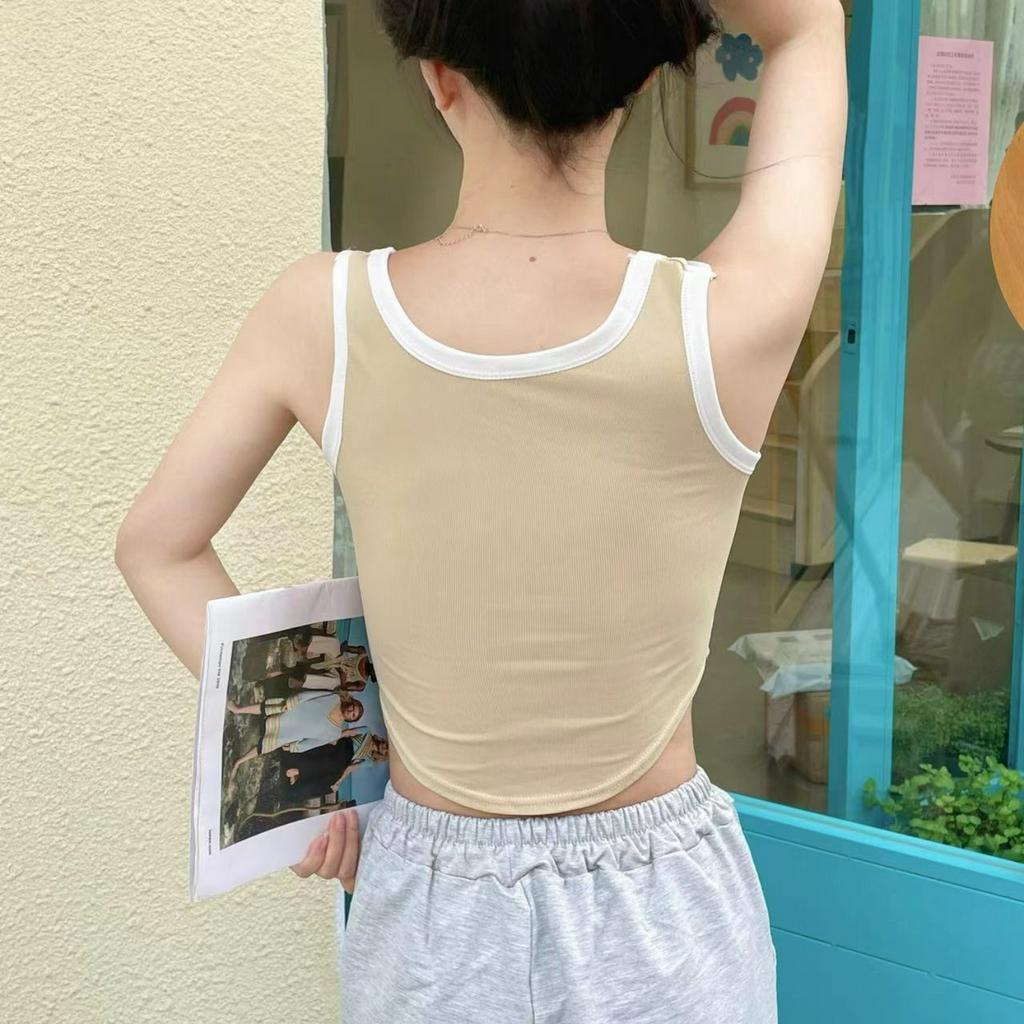 Áo croptop nữ - Áo thun sát nách cotton chữ in xinh xắn kiểu dáng thể thao đường phố Bellar B126