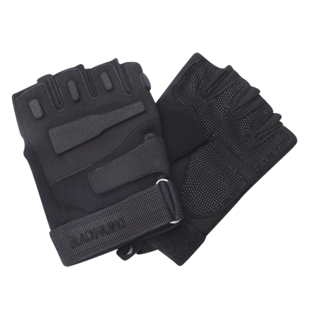 Găng tay Black cụt ngón màu đen kiểu dáng trẻ trung,ôm gọn,đi phượt - đi xe máy,chất dày dặn,thấm hút mồ hôi.