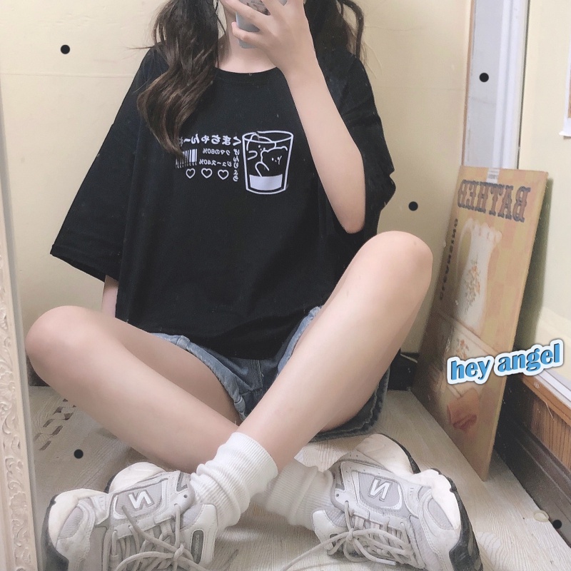 NRVP Áo Thun Cotton Tay Ngắn Cổ Tròn Màu Trơn Thời Trang Dành Cho Nữ