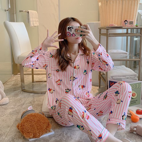 Đồ Ngủ Pijama Tay Dài In Hình Shin Cậu Bé Bút Chì Đáng Yêu