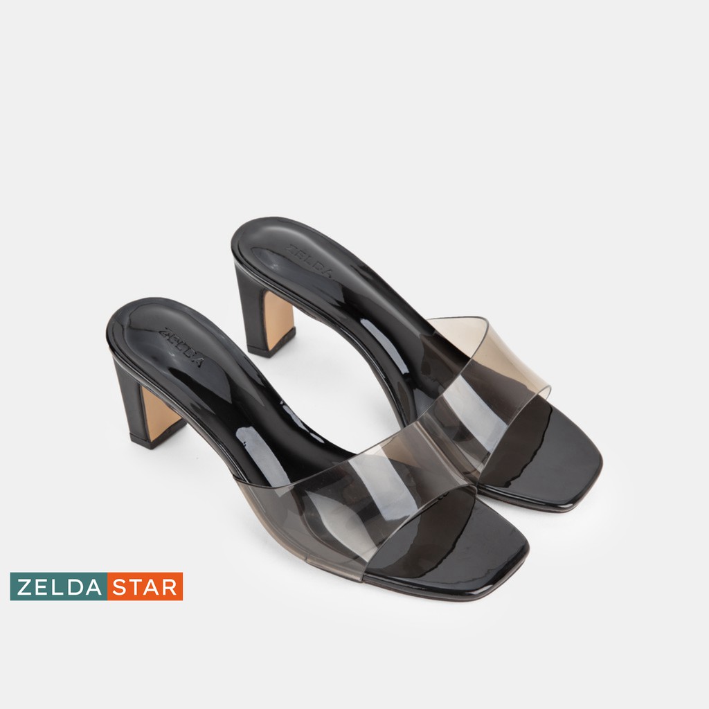 Guốc Zelda Star mũi vuông gót cao 6cm quai trong suốt - GN005820
