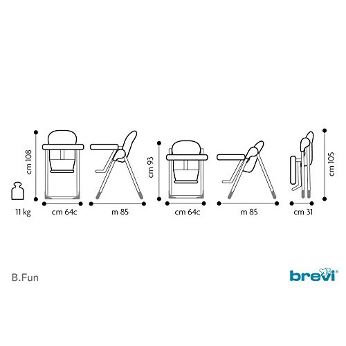 Ghế Ăn Có Đồ Chơi Cho Bé Từ 0-36 Tháng  Brevi-B.Fun Rosso BRE279 (Nhiều Màu)