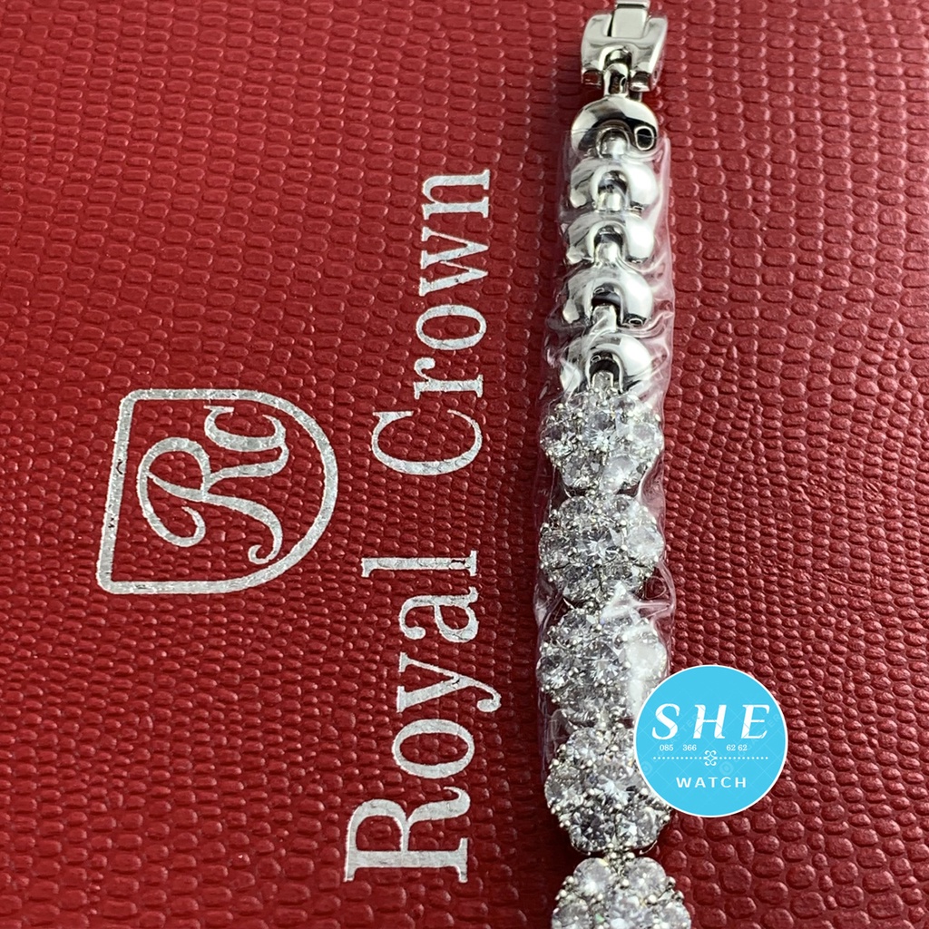 Đồng hồ nữ ROYAL CROWN Đồng hồ pin máy nhật mặt trắng đính đá ĐẲNG CẤP QUÝ PHÁI size 32mm