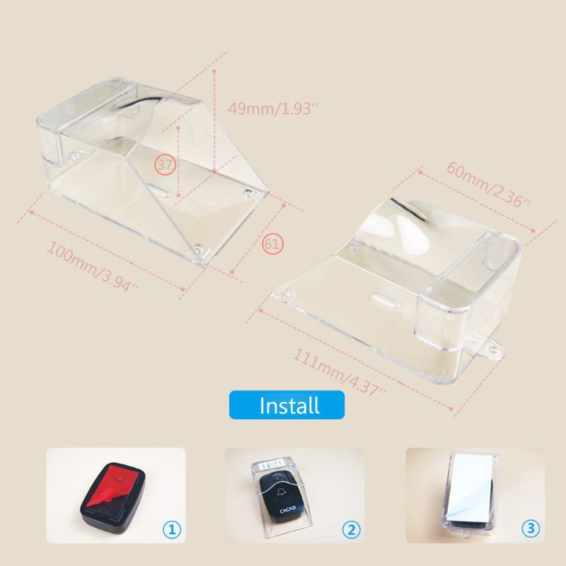 folღ Waterproof Cover for Wireless Doorbell Door Bell Ring Chime Button Transparent