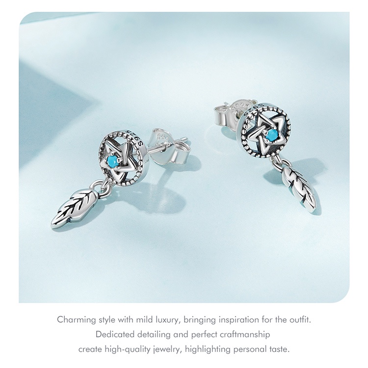 Khuyên tai BAMOER SCE1492 bằng bạc 925 hình dreamcatcher thời trang