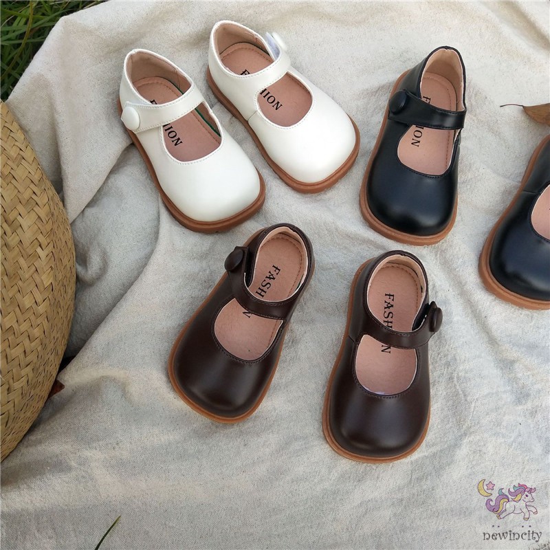 Giày da đế mềm mại phong cách Hàn Quốc retro thời trang dành cho bé gái