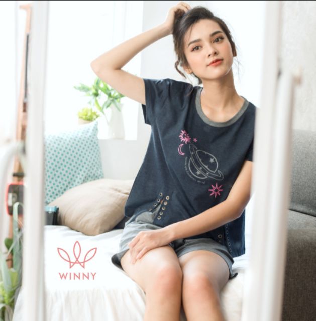 Bộ mặc nhà Winny áo cộc tay quần đùi cotton SO4516 Giá 398.000đ