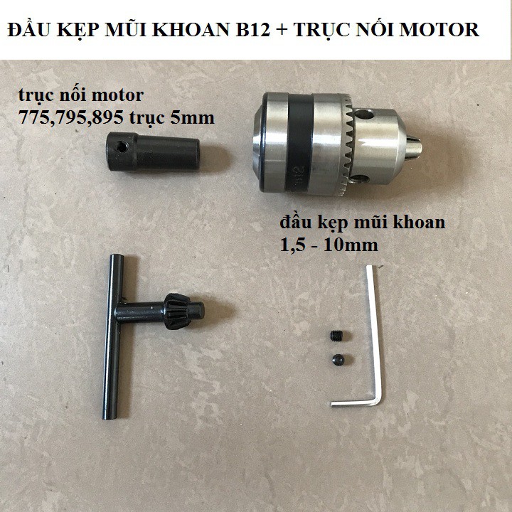 Bộ Đầu Kẹp Mũi Khoan B12 Cho Motor 775,795,895