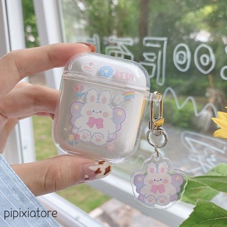 Vỏ bảo vệ hộp sạc tai nghe bluetooth Airpods 1 / 2 họa tiết Stellalou kèm móc khóa 