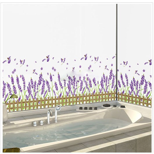 Decal trang trí hàng rào Hoa Lavander Tím