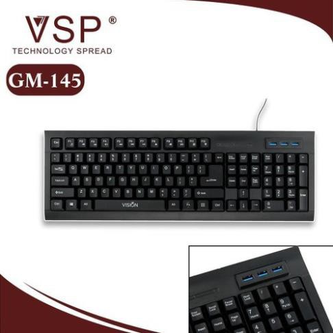 [FREESHIP] BÀN PHÍM VISION GM-145 (CÓ 3 CỔNG USB SẠC)