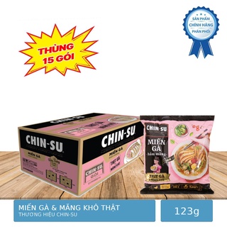 Thùng 15 Gói Miến Gà Hầm Măng Chinsu Thịt Gà & Măng Khô Thật 123g/Gói
