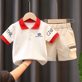 Bộ áo polo tay ngắn phối quần short thời trang cho bé