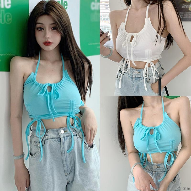 Áo Tank Top Sát Nách Phối Dây Rút Cho Nữ