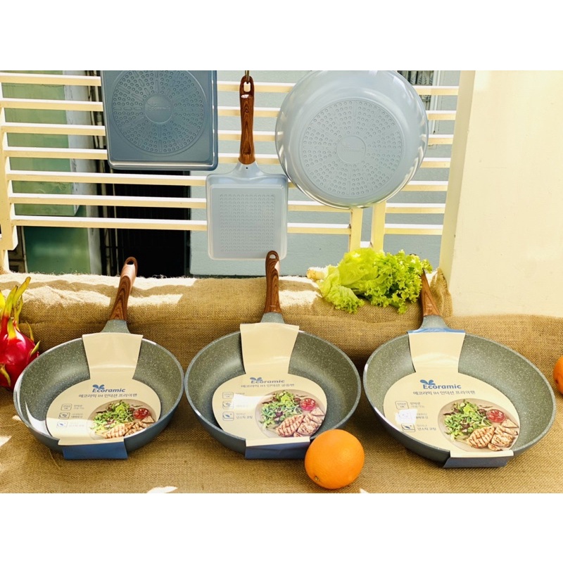 CHẢO VÂN ĐÁ ECORAMIC CAO CẤP 20CM, 26CM, 28CM, 30CM DÙNG CHO MỌI LOẠI BẾP