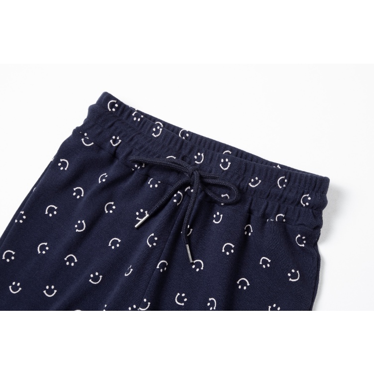 Quần Dài Dáng Rộng In Hình Mặt Cười Kiểu Hàn Quốc Thời Trang Mùa Thu Cho Nữ