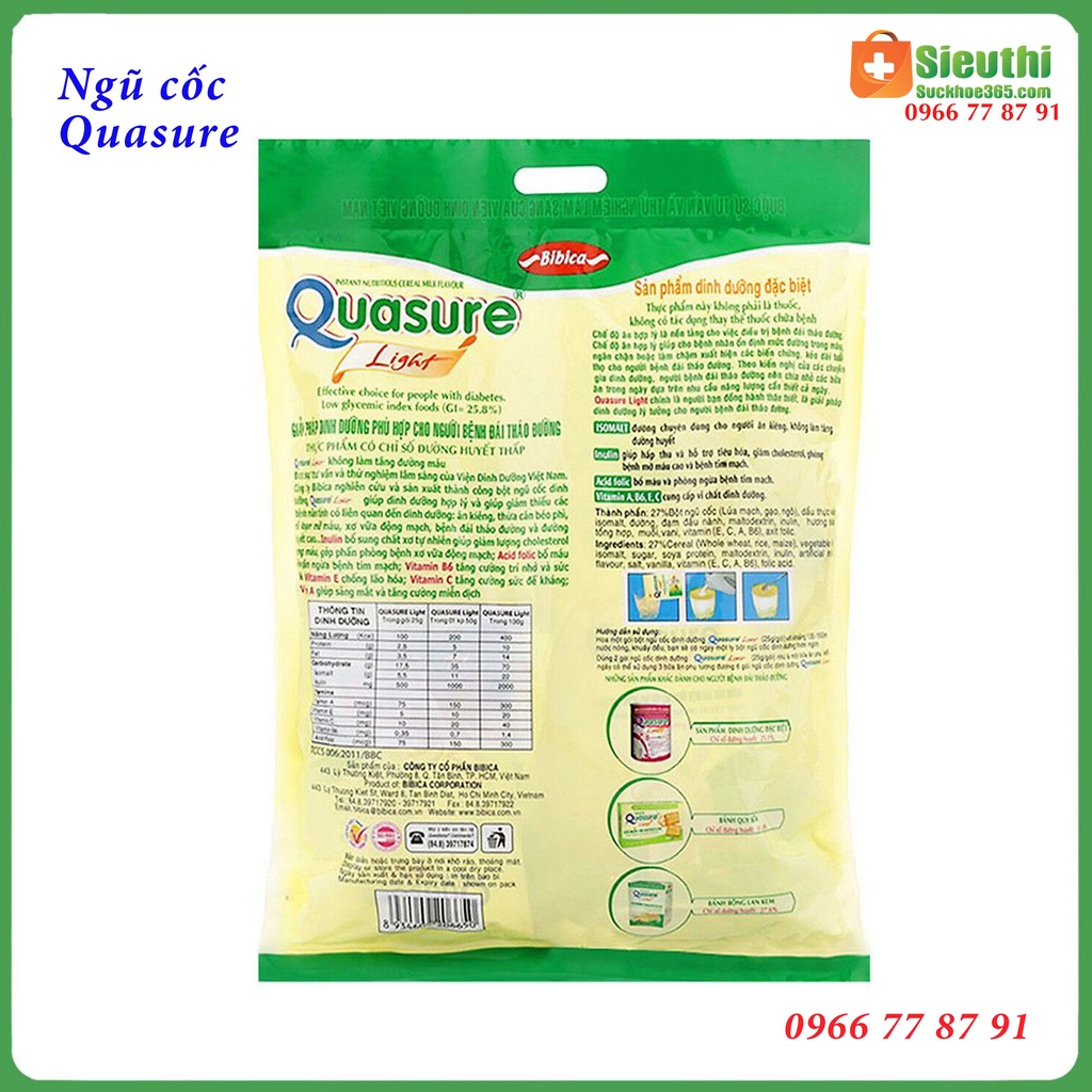 Bột ngũ cốc Quasure Light gói 400g dành cho người tiểu đường ăn kiêng Siêu Thị Sức Khoẻ 365