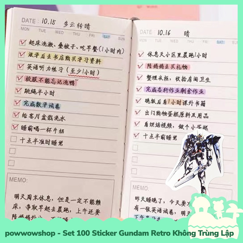 [Sẵn VN - Hỏa Tốc] Set 100 Sticker Decal Dán Trang Trí Vật Dụng Phong Cách Gundam Retro Không Trùng Lập