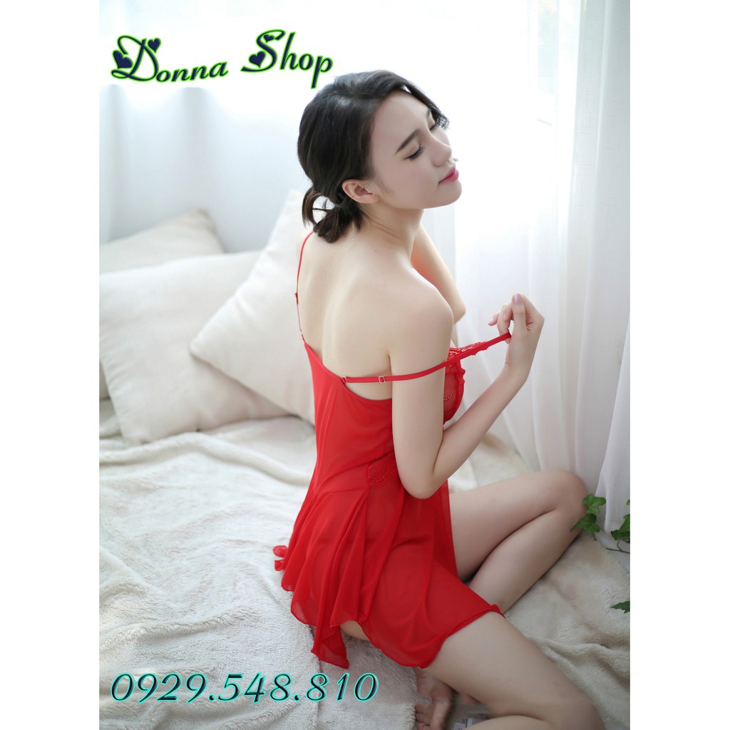 Váy ngủ sexy - Chất liệu voan ren mềm mịn - Mã DN02 màu đỏ | BigBuy360 - bigbuy360.vn
