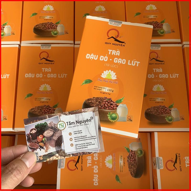 Trà đậu đỏ gạo lứt Quy Nguyên Thầy Tuệ Hải Chùa Long Hương Hộp 22 túi lọc