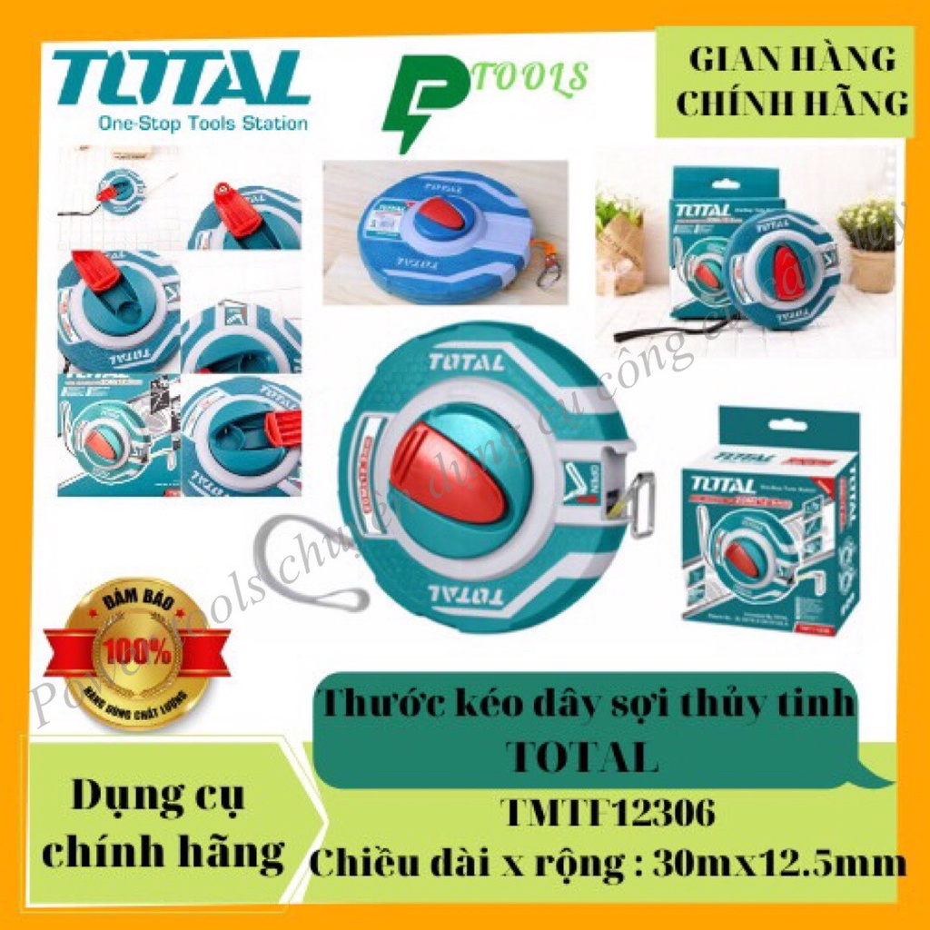 Thước dây làm bằng sợi thủy tinh TOTAL 20mx12.5mm TMTF12206  30mx12,5mm TMTF13206 < HÀNG CHÍNH HÃNG >