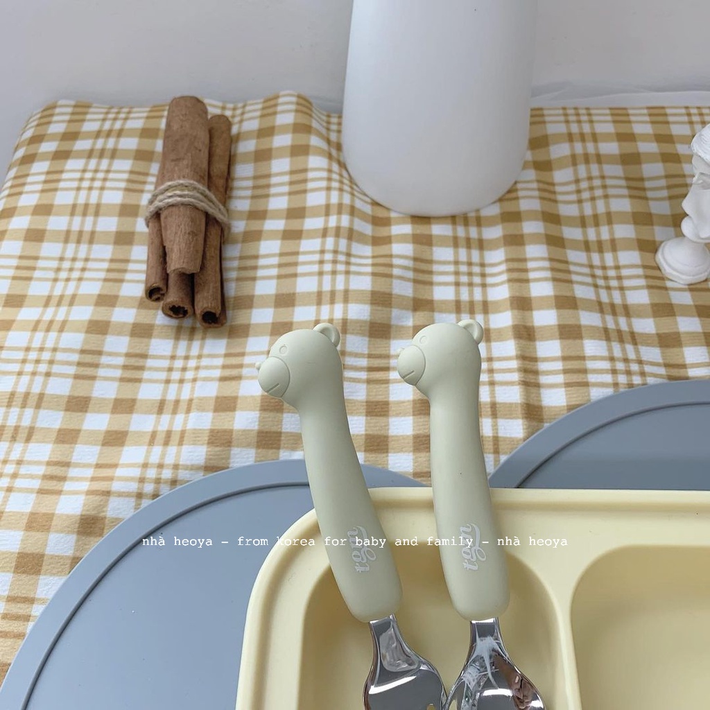 SET MUỖNG NĨA THÉP KHÔNG GỈ CHO BÉ KÈM HỘP TGM HÀN QUỐC