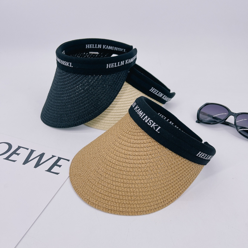 Nón Cói Đi Biển Hở Đầu Vòng Đen Phối Chữ Trẻ Trung