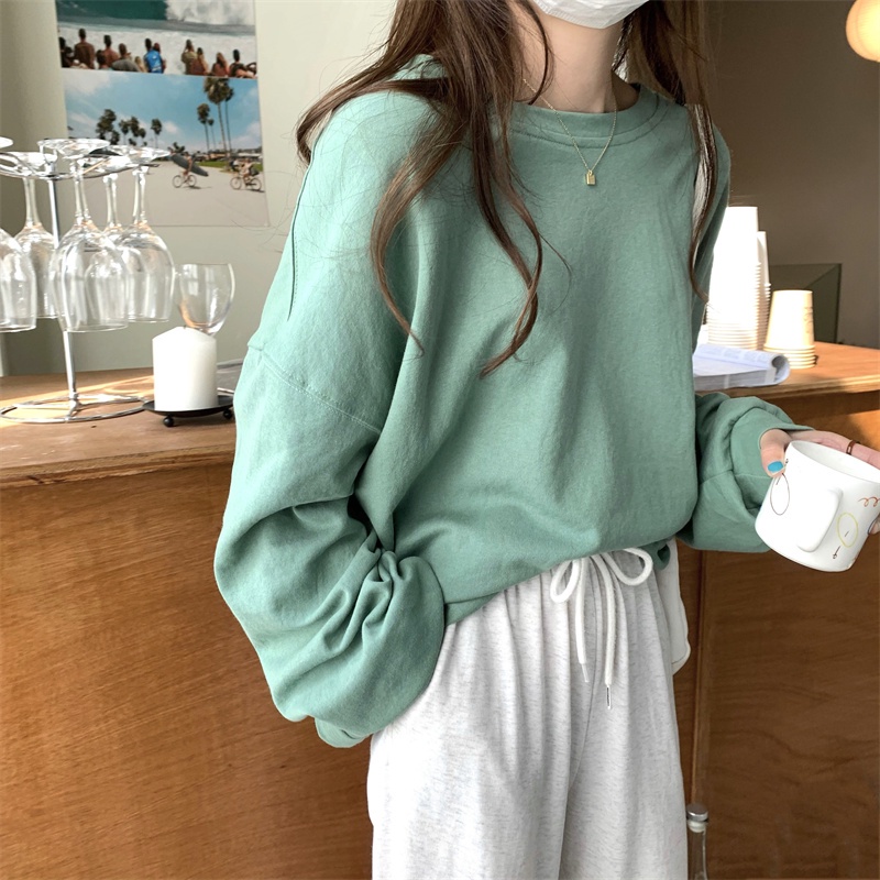 NRVP Áo thun nữ dài tay dáng rộng thời trang Hàn Quốc