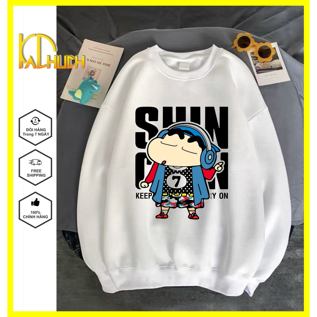 Áo sweater unisex in nhóc shin dễ thương,vải nỉ bông mềm mịn