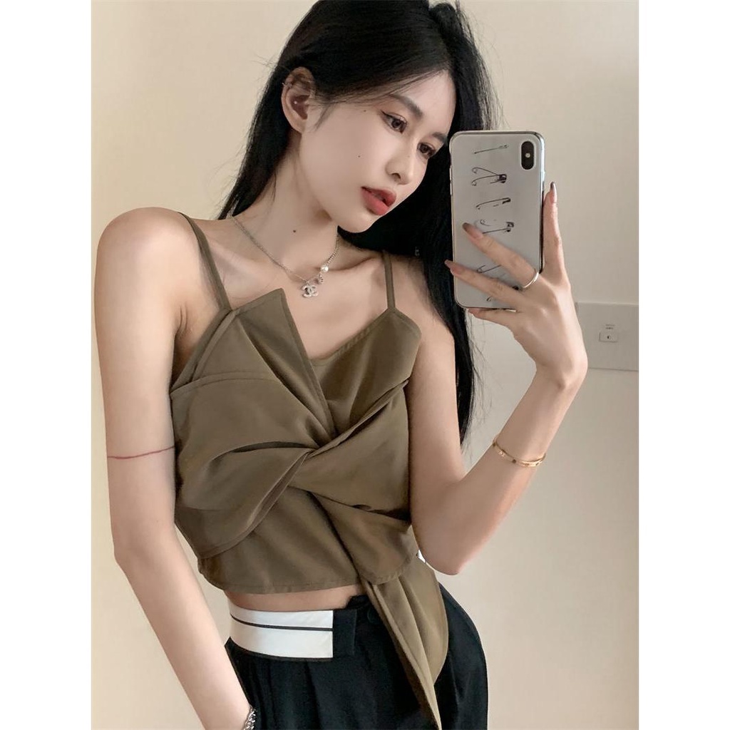 Áo Croptop Cột Nơ Phong Cách Hàn Quốc Thời Trang Mùa Hè Quyến Rũ Cho Nữ