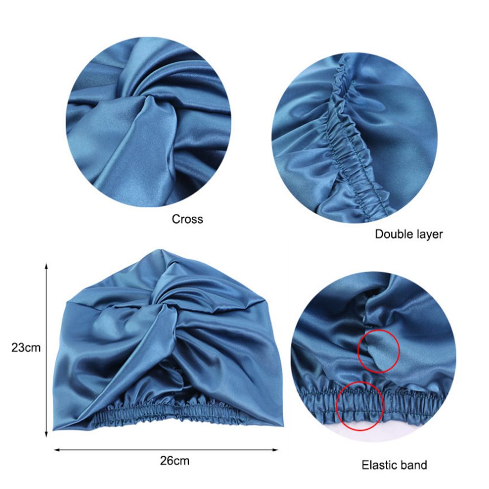 Mũ trùm đầu bằng vải satin co giãn nhiều màu sắc dùng khi ngủ / chăm sóc tóc dành cho nữ