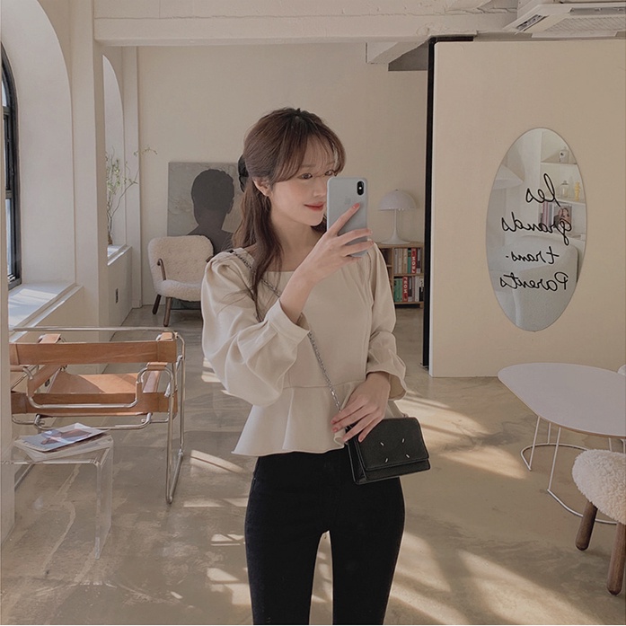 Áo Sơ Mi Tay Dài Phối Bèo Phong Cách Retro Hàn Quốc Cho Nữ