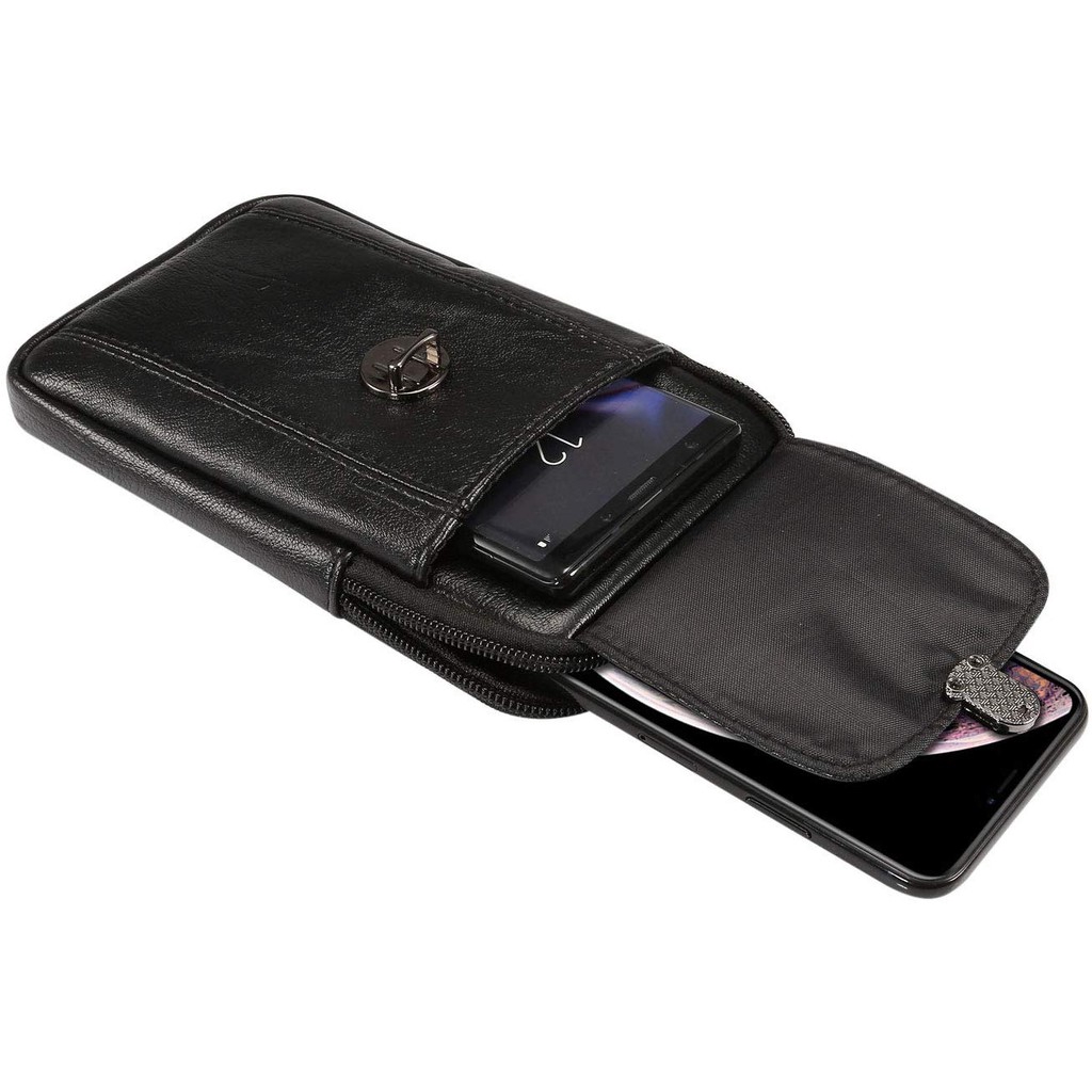Túi Da Bò Đựng Điện Thoại Đeo Thắt Lưng Có Khóa Kéo Cho iPhone XR Xs Xs Max Samsung S8 Plus S6