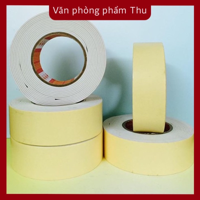 Băng Keo 2 Mặt Xốp Trắng  2.4cm  5cm