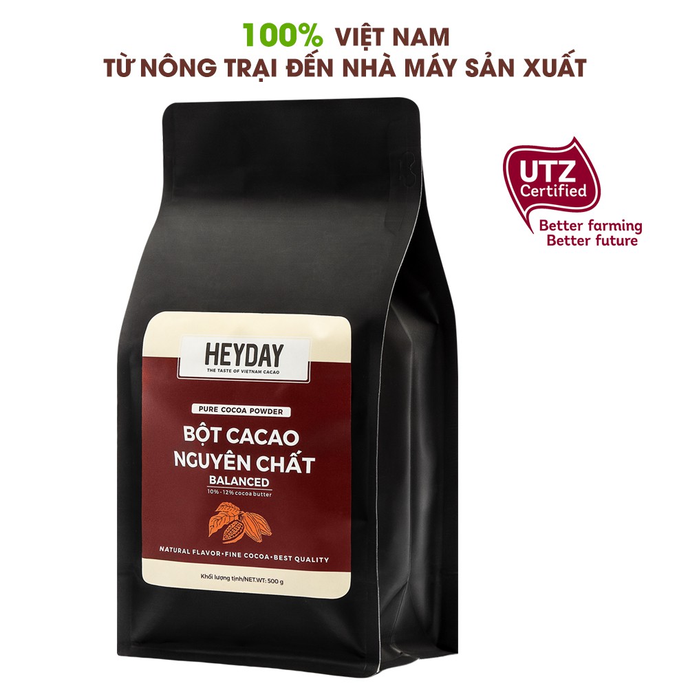 Bột cacao nguyên chất 100% Heyday Dòng Balanced phổ thông [250g 500g]