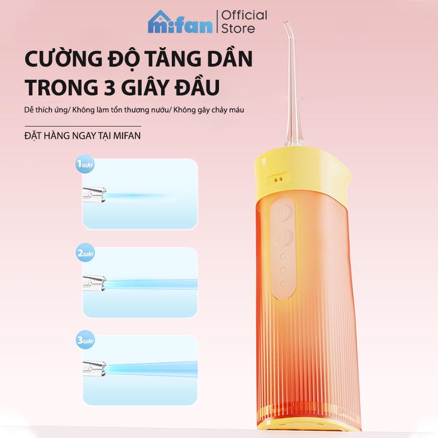 Máy Tăm Nước Xịt Vệ Sinh Răng Miệng MIFAN model 2022 - 2 đầu phun, Pin sạc 1200mAh - Bảo hành 6 tháng