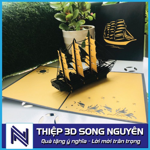 Thiệp 3D Thuyền Buồm Song Nguyên - Biểu tượng của thành công, tài lộc, Thuận buồm xuôi gió