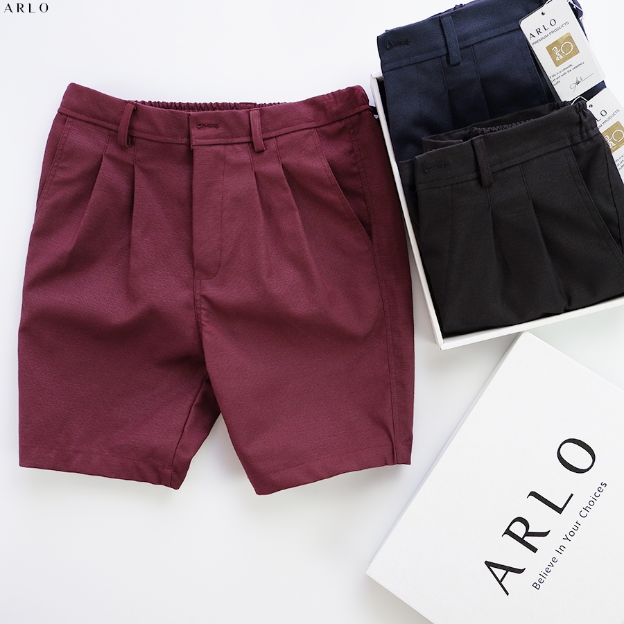 Quần Short Kaki BERNICE Lưng Thun Chất Liệu Kaki Cao Cấp Co Dãn Màu Đỏ Đô - ARLO