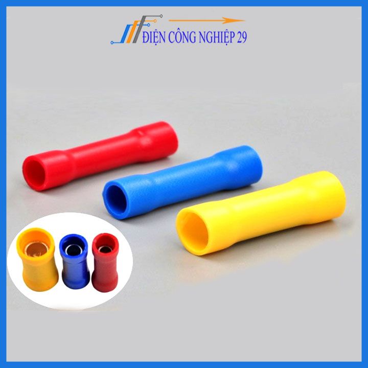 Đầu cos dây điện nối thẳng bọc nhựa BV 5, đầu cốt bấm dây 4mm 6mm, cosse  đồng