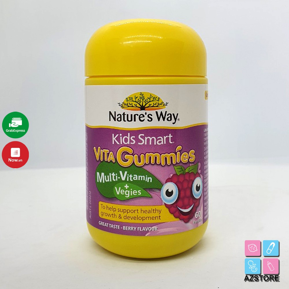 Vitamin Nature's Way Kids Smart Vita Gummies Multi-Vitamin +Vegies - Kẹo dẻo vitamin Rau Củ