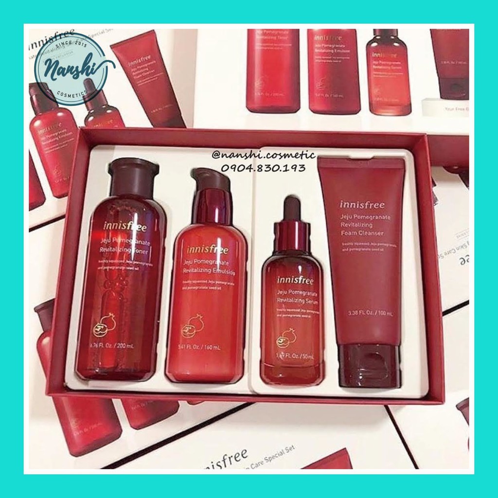 Set dưỡng trắng tái tạo da Innisfree lựu đỏ - 4 món
