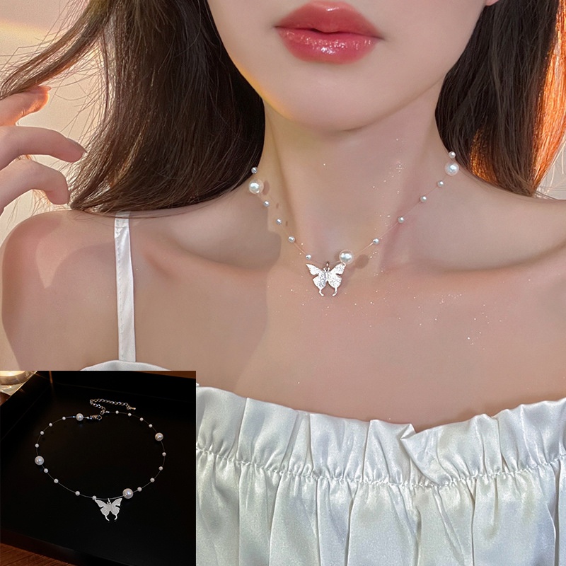 Vòng Cổ Choker Hình Bướm Đính Ngọc Trai Phong Cách Thời Trang Chất Lượng Cao 2022