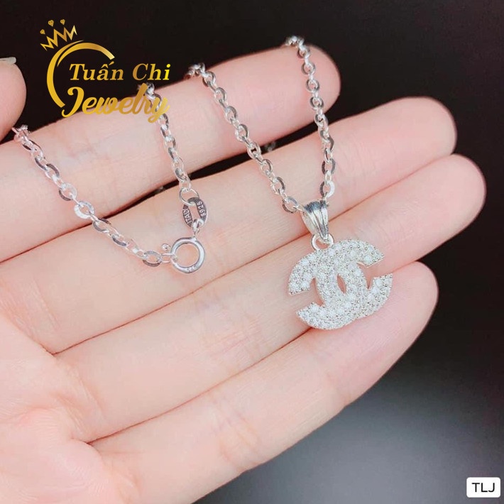 HÀNG CHUẨN Dây Chuyền Nữ, Vòng Cổ Hình Chữ Bạc, Đính Đá Nổi Bật, Sang Trọng