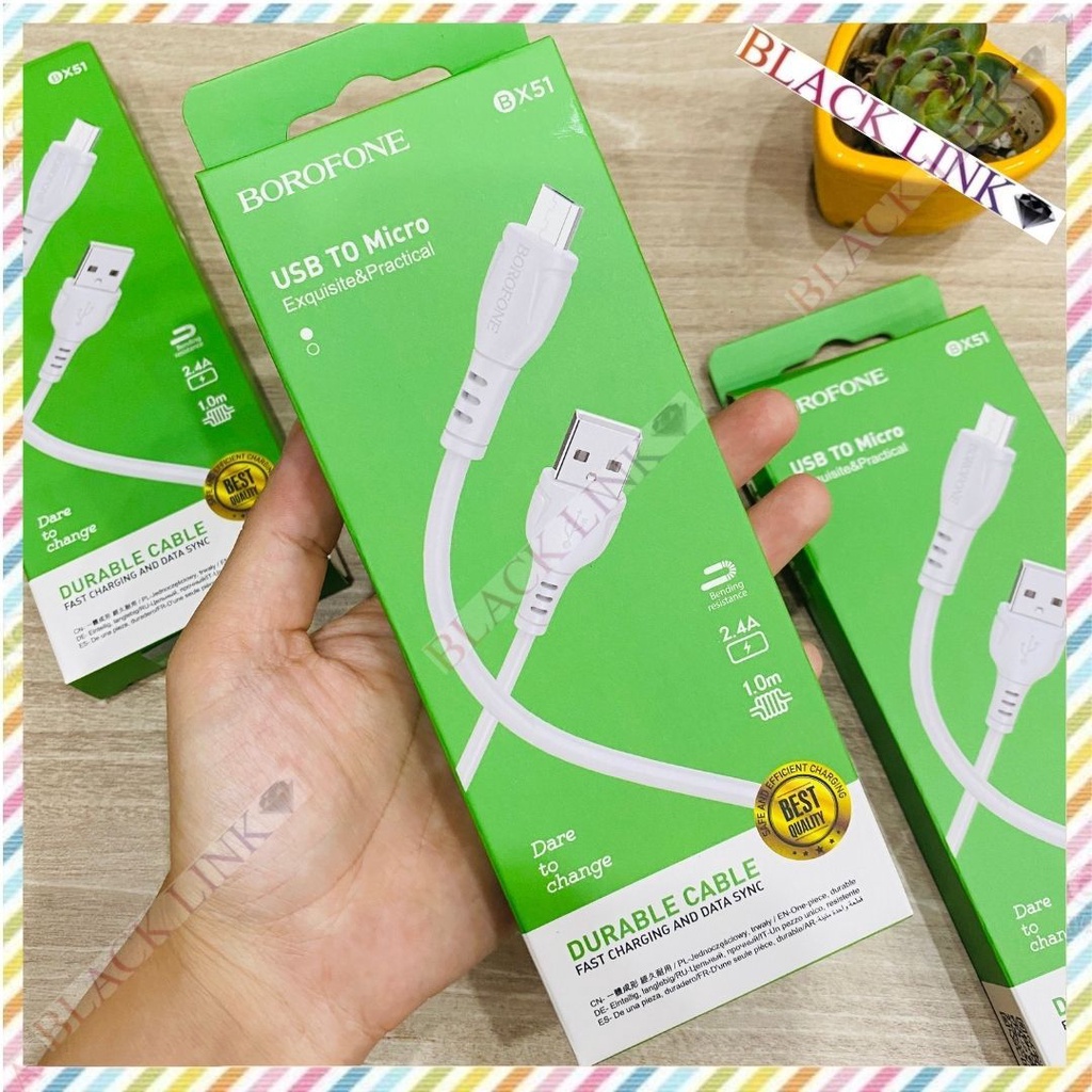 Dây Cáp Sạc BOROFONE BX51 TypeC - Micro USB - Dây Cáp Sạc Nhanh Pin Dự Phòng Tai Nghe Bluetooth Không Dây I12 Điện Thoại
