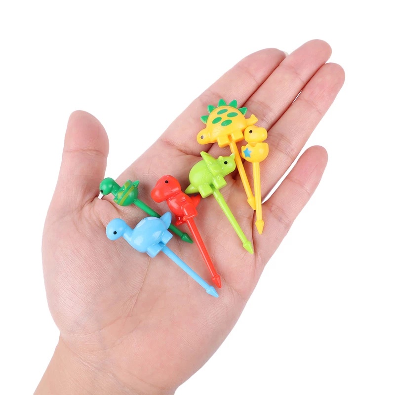 Set 6/10 Nĩa Ăn Trái Cây Hình Động Vật Mắt Mèo Đen 3-6CM