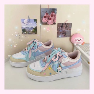 Giày thể thao nam nữ sneaker trắng gót đen đế cao basic