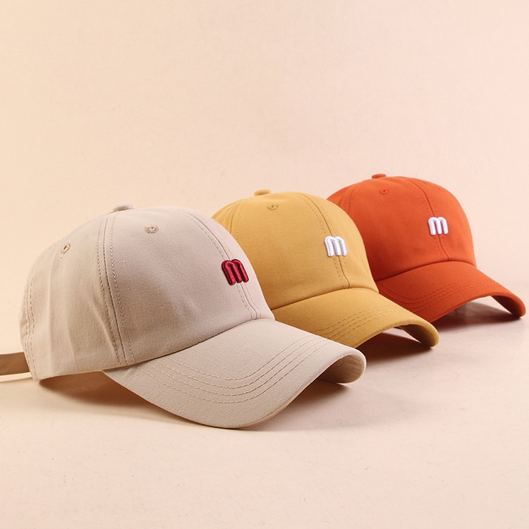 Mũ Lưỡi Trai LINJW Thêu Chữ M Thời Trang Xuân Hè Unisex Kích Thước Điều Chỉnh Được