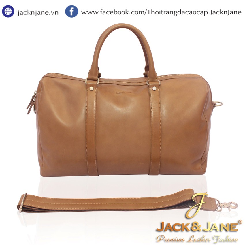 TÚI DU LỊCH THỜI TRANG DA BÒ CAO CẤP JACK&JANE MÀU ĐỒNG